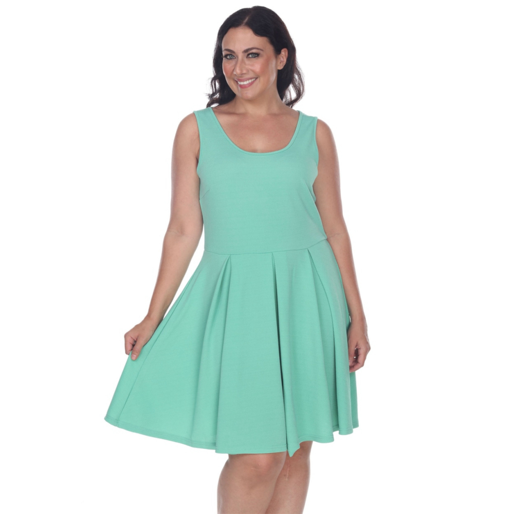 White Mark Plus Size 3XL Mint Green Fit and Flare / Skater Dress Knee Length NWT